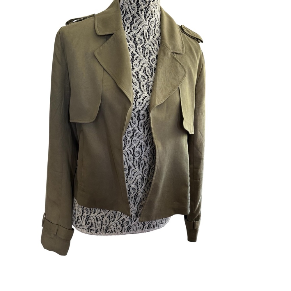 Harve Benard Olive Cropped Trench Coat